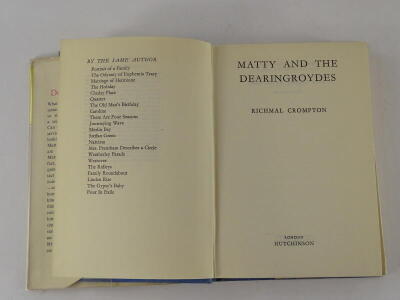 Crompton (Richmal) WILLIAM AND THE WITCH, 1964: MATTY AND THE DEARINGROYDES, 1956; dust-jackets, William, n.d.: WILLIAM AND A.R.P., 1939, publisher's boards, 8vo. (4) - 2