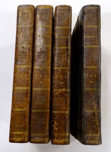 Cumberland (Richard) Henry 4 vol., engraved frontispieces, half calf over patterned boards, 12mo, for C. Dilly. 1798.