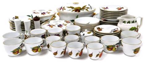 Various Royal Worcester Evesham pattern dinnerware, to include lidded souffle dish, 28cm wide, various other lidded dishes, plates, cups, saucers, bowls, cruet, ramekins, and a Portmeirion jug. (a quantity)