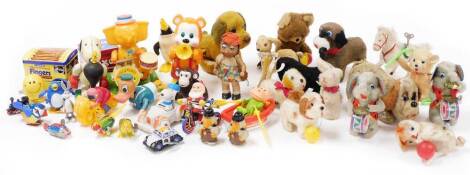 A Big Elephant Band child's music player, articulated plastic and metal toy with fixed key, 20cm high, part tin plate Santa Claus figure, various other clockwork child's and other toys, etc., boxing Snoopy, etc. (a quantity)