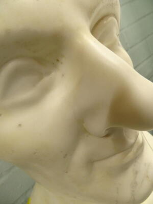 Louis Parfait Merlieux (1796-1855). Marble bust of a gentleman, dated 1829, restoration to nose, etc., 67cm high, 36cm wide. Louis Parfait Merlieux trained at Ecloe des Beaux Arts, Paris, he joined the museum de l'Histoire Naturale Paris in 1820, where he - 6