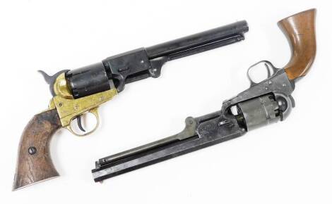 A BKA 98 copy of a Remington army percussion revolver, together with a copy of Colt percussion revolver. (broken hammer)