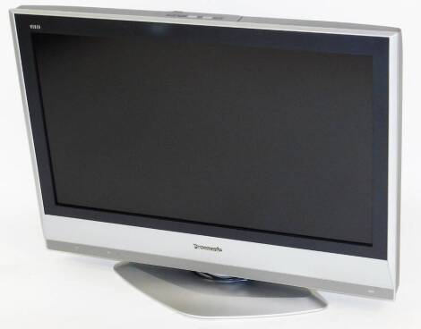 A Panasonic Viera television, in silver, model TX-32LXD60, with power lead, lacking remote.