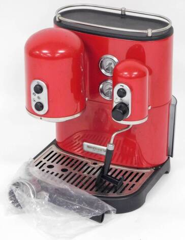 A Kitchenaid Espresso machine, model 5KES100, in red, in original box.