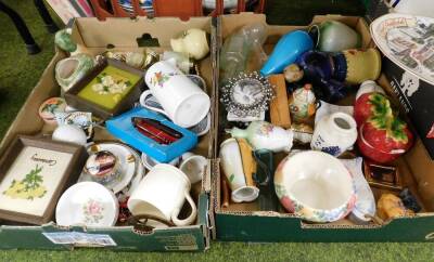 A group of ceramics, comprising planter, blue and white dinner plates and tureen, collectors plates, dressing table set, miniature teapot, ceramic mustard pot, studio pottery plate, etc. (3 boxes) - 2