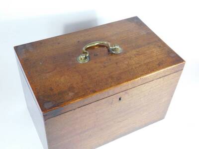 An early 19thC mahogany box with brass swan neck handle, having hinged lid, 28cm high, 43cm wide, 26cm deep. - 2