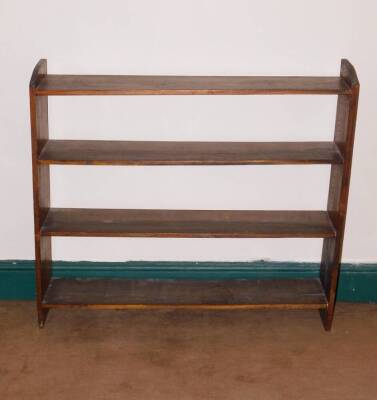 An elm open bookcase, 80cm high, 92cm wide, 20cm deep. (In Entrance Hall)