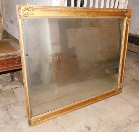 A Victorian gilt wood overmantel mirror, with rectangular plate, and moulded frame, 156cm high, 132cm wide.