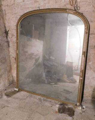 A Victorian gilt plaster overmantel mirror, with arched rectangular plate, 158cm high, 138cm wide. - 2
