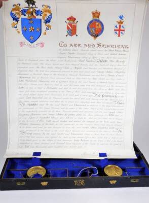 Withdrawn Pre-Sale by Vendor. A Victorian Arms seal and paper scroll from the College of Arms London, grating permission that George Arthur Knightley Howman of Newbold Pacey in the County of Warwick be entitled to bear the name of Little and all associate