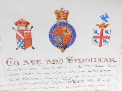 Withdrawn Pre-Sale by Vendor. A Victorian Arms seal and paper scroll from the College of Arms London, grating permission that George Arthur Knightley Howman of Newbold Pacey in the County of Warwick be entitled to bear the name of Little and all associate - 3