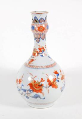 An 18thC Chinese bottle vase, 26cm high. (AF - riveted repair and loss to neck) - 2