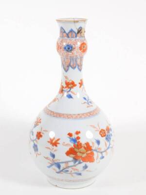 An 18thC Chinese bottle vase, 26cm high. (AF - riveted repair and loss to neck) - 3