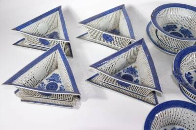 A 19thC Chinese porcelain suite of tablewares, including pierced baskets and stands. (AF - various losses) - 2