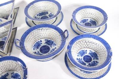 A 19thC Chinese porcelain suite of tablewares, including pierced baskets and stands. (AF - various losses) - 3