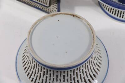 A 19thC Chinese porcelain suite of tablewares, including pierced baskets and stands. (AF - various losses) - 4