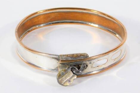 A 19thC silver plated dog collar, plated on copper and inscribed' WM Little Esq Newbold Pacey' with padlock.