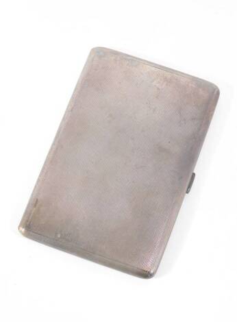 A George VI silver pocket cigarette case, with engine turned decoration, Birmingham 1948, makers: Adie Bros, 6.12oz.