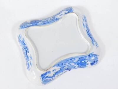 A blue and white printed Miles Mason impressed mark square dish, 23cm. - 2