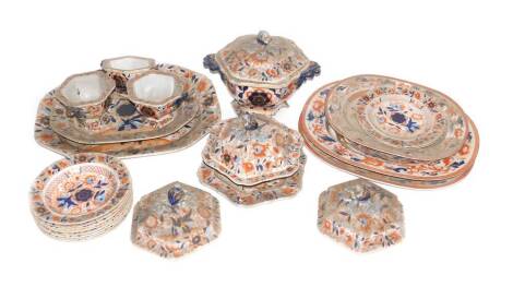 An extensive Mason's Ironstone dinner service, including tureens, covers and stand, platters and dinner plates. (27)