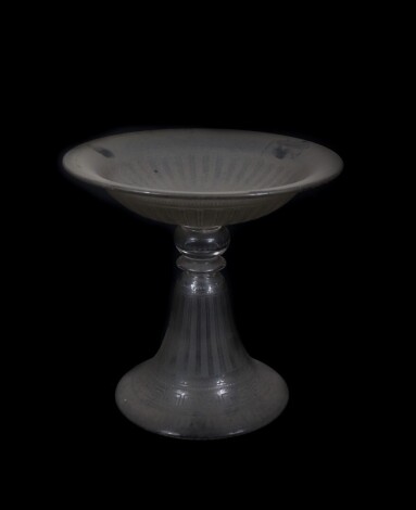 A glass comport, with dome foot. 21cm high.