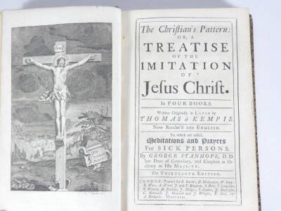 Fine English Binding.- A'Kempis (Thomas) THE CHRISTIAN'S PATTERN, 2 engraved plates, fine 18th century blue morocco ornately tooled in gilt, morocco spine label, spine gilt, g.e., very slight scuff to top board, 8vo, B. Barker et al, 1742. - 2