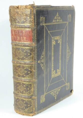 Fine English Binding.- Bible (English).- THE BOOK OF COMMON PRAYER... bound with THE HOLY BIBLE CONTAINING THE OLD TESTAMENTS AND NEW, imprimatur leaf for second mentioned, fine panelled morocco tooled in gilt, spine gilt but a little worn, morocco spine 