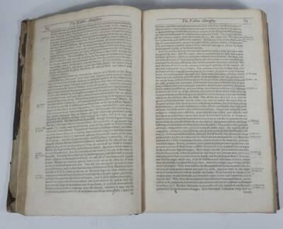 Heylyn (Peter) THEOLOGIA VETERUM: OR THE SUMME OF CHRISTIAN THEOLOGIE... titles in red and black, woodcut vignettes and historiated initials, contemporary panelled calf, rubbed, worn on top board and spine, folio, S. Simmons, 1673. - 4