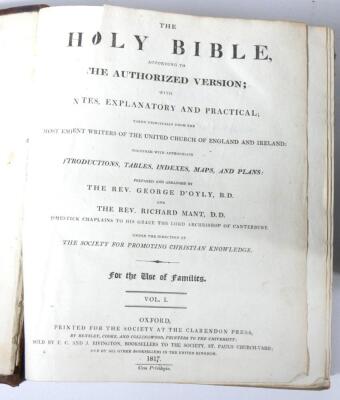 Mant (Richard, Rev.) THE BOOK OF COMMON PRAYER publisher's cloth, worn, folio, 1830; and 3 others, 19th century bibles. (4) - 3