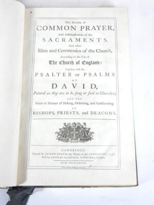 Book of Common Prayer.- title vignette, contemporary straight-grained morocco, worn at extremities, folio, Cambridge, J. Bentham, 1748. - 2