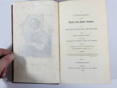 Park (Thomas) A CATALOGUE OF THE ROYAL AND NOBLE AUTHORS OF ENGLAND, SCOTLAND AND IRELAND 5 vol., engraved plates throughout, tooled in gilt, spines gilt, 8vo, 1806. - 2