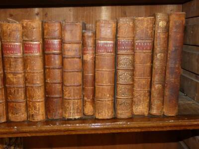 Patrick (S.) TERENCE'S COMEDIES... 2 vol., title in red and black, title vignettes, bottom edge trimmed with loss to foot of title in vol. 1, J. Oswald, 1750 § Virgil.- WORKS 2 vol., additional engraved titles, J. Davidson, 1754 § Morell (Thomas) EURIPIDE - 3