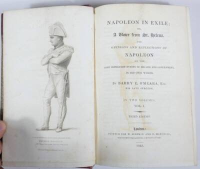 O'Meara (Barry) NAPOLEON IN EXILE... 2 vol., engraved frontispieces and plates, contemporary half morocco over patterned boards, 8vo, 1822. - 2