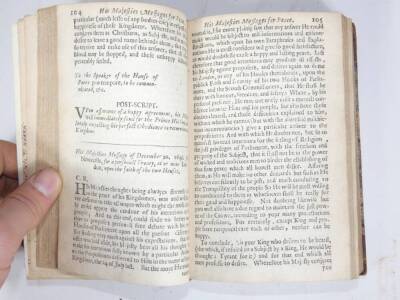 Charles I (King of England) RELIQUIAE SACRAE CAROLINUS, OR THE WORKS OF THAT GREAT MONARCH, endpapers replaced, later half calf over patterned boards, Hague, S. Browne, 1651. - 4