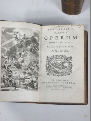 Virgil (P. Maronis) OPERA 3 vol., title vignettes, engraved frontispieces, contemporary calf, spines gilt, boards rubbed, 8vo, Leiden, J. Hack and Amsterdam A. Wolfgang, 1680. - 5