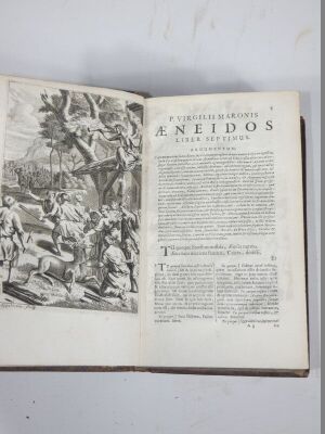 Virgil (P. Maronis) OPERA 3 vol., title vignettes, engraved frontispieces, contemporary calf, spines gilt, boards rubbed, 8vo, Leiden, J. Hack and Amsterdam A. Wolfgang, 1680. - 8