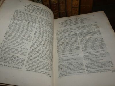 Ovid (Publius Naso) OPERA OMNIA 4 vol., titles in red and black, engraved frontispieces, woodcut vignettes and historiated initials contemporary calf, ruled in gilt, spines gilt, worn with joints starting, 4to, Amsterdam, R. & J. Westenious & G. Smith, 17 - 3