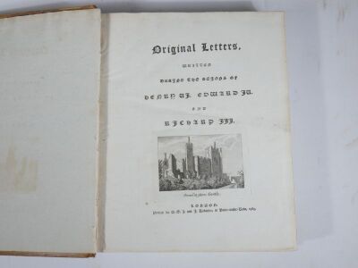 Fenn (John, Sir) ORIGINAL LETTERS WRITTEN DURING THE REIGNS OF HENRY VI, EDWARD IV AND RICHARD III..., vols 3 and 4 only (of 4), frontispieces, hand-coloured plates, contemporary calf worn, 4to, J. Robinson 1789. - 5