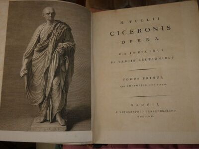 Cicero (M. Tullius) WORKS 10 vol., half-titles engraved portrait frontispiece vol. 1, fine tree calf, spines gilt, morocco spine labels, large 4to, Oxford, Clarendon, 1783. - 3