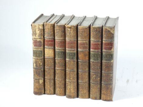 Richardson (Samuel) CLARISSA OR THE HISTORY OF A YOUNG LADY 7 vol, contemporary sprinkled calf ruled in gilt, spine gilt, 8vo, for the author, 1751.