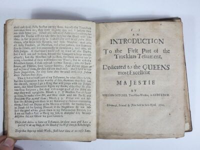 Mitchell (William) THE STRANGE AND WONDERFUL SERMON MADE TO HIS MAJESTY KING GEORGE BY THE TINKLERIAN DOCTOR WILLIAM MITCHEL, Edinburgh, 1720; bound with AN INTRODUCTION TO THE FIRST PART OF TINCKLARS TESTAMENT..., Edinburgh, 1711; bound with A PART OF TH - 3