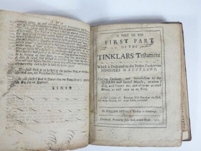 Mitchell (William) THE STRANGE AND WONDERFUL SERMON MADE TO HIS MAJESTY KING GEORGE BY THE TINKLERIAN DOCTOR WILLIAM MITCHEL, Edinburgh, 1720; bound with AN INTRODUCTION TO THE FIRST PART OF TINCKLARS TESTAMENT..., Edinburgh, 1711; bound with A PART OF TH - 4