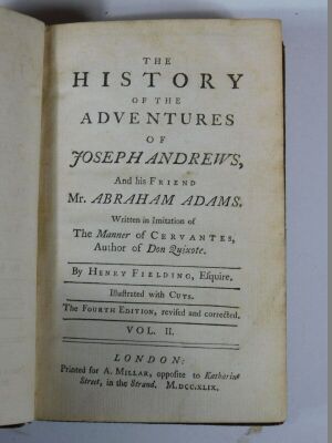 Fielding (Henry) THE HISTORY OF TOM JONES A FOUNDLING, 4 vol, A. Millar,1750 § .- THE EXPEDITION OF HUMPHREY CLINKER, half-titles, 3 vol., J. Johnson & B. Collins, 1771 § .- THE HISTORY OF THE ADVENTURES OF JOSEPH ANDREWS; and 3 others, odd vols, contempo - 2