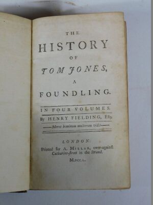 Fielding (Henry) THE HISTORY OF TOM JONES A FOUNDLING, 4 vol, A. Millar,1750 § .- THE EXPEDITION OF HUMPHREY CLINKER, half-titles, 3 vol., J. Johnson & B. Collins, 1771 § .- THE HISTORY OF THE ADVENTURES OF JOSEPH ANDREWS; and 3 others, odd vols, contempo - 3