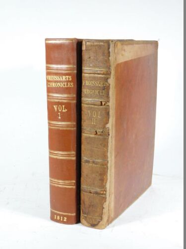 £40 top bid Froissart (John, Sir) CHRONICLES 2 vol., woodcut vignettes, contemporary Morocco, spines rebacked, large 4to, 1812.