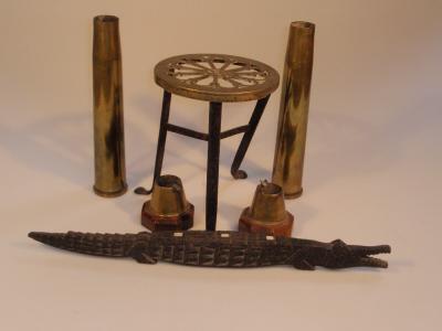 A pair of WWII brass shell casing converted to standing ash tray