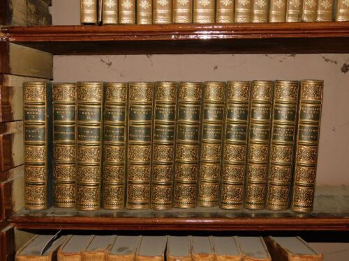 Thackeray (William Makepiece) WORKS 12 vol., contemporary half morocco over patterned boards, spines gilt, Morocco spine labels, 8vo, 1881-2.