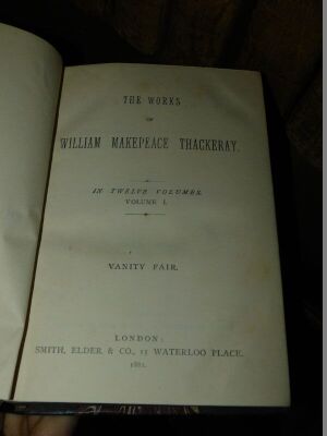 Thackeray (William Makepiece) WORKS 12 vol., contemporary half morocco over patterned boards, spines gilt, Morocco spine labels, 8vo, 1881-2. - 3