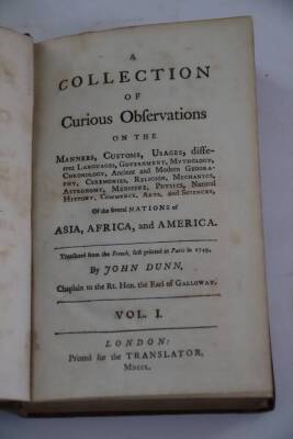 Dunn (John) A COLLECTION OF CURIOUS OBSERVATIONS...ON THE NATIONS OF AFRICA 2 vol., contemporary calf, 8vo, 1750. - 2