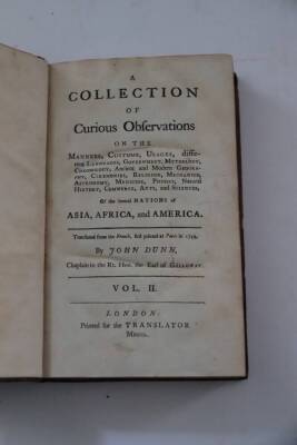 Dunn (John) A COLLECTION OF CURIOUS OBSERVATIONS...ON THE NATIONS OF AFRICA 2 vol., contemporary calf, 8vo, 1750. - 3